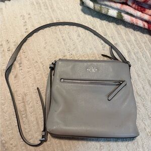 Gray Leather Crossbody Bag